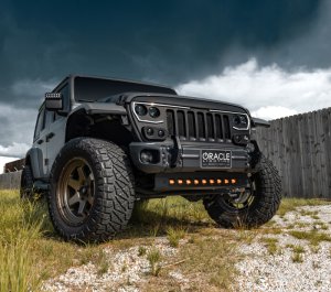 Jeep Wrangler JL Skid Plate - ORACLE Lighting - Integrated LED Emitters - Amber Lens - Satin Black - `18-`22